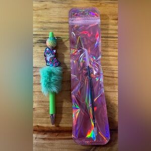 Y2K Colorful Cat Custom Green Plush Pen with Refill